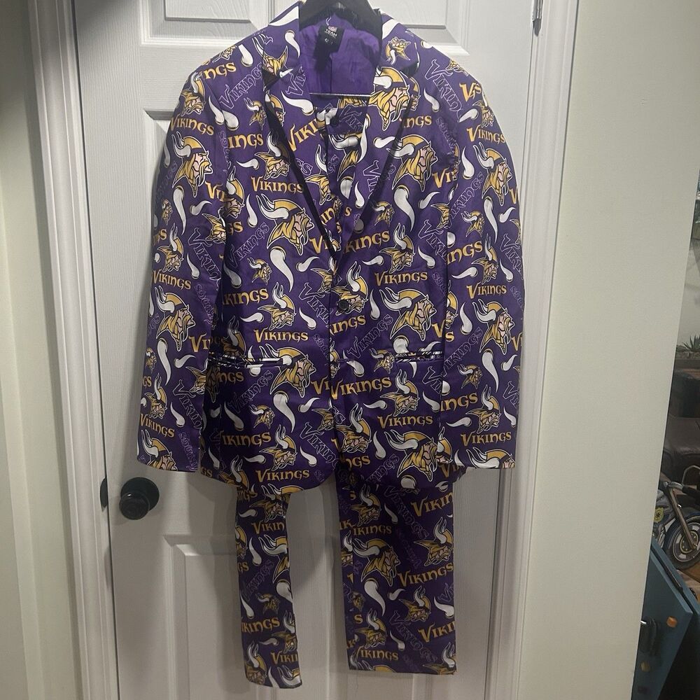 NFL Team Apparel Minnesota Vikings 2 Piece Suit Jacket Pants Purple Size 42